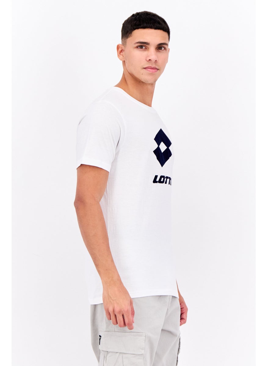 LOTTO Men Sportswear Fit Short Sleeves Brand Logo T-shirt, White  - Image 2