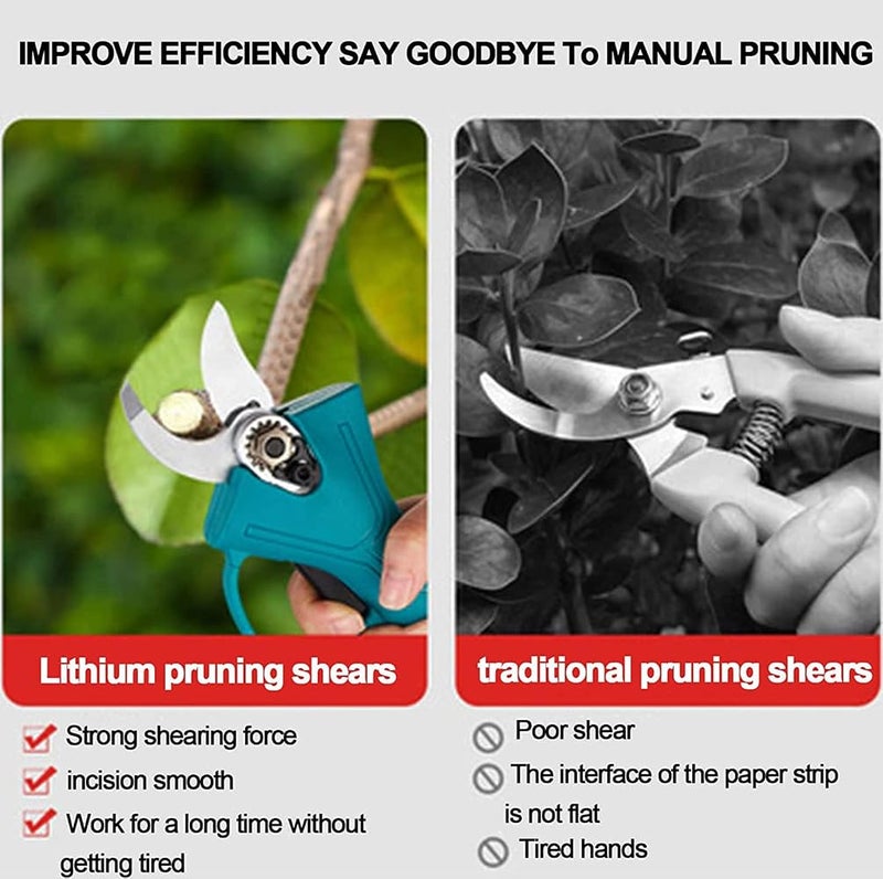 JIADUOFU 48V Cordless Electric Pruning Shears - Battery Powered Pruner, Sk5 Blade, for Garden Branch, farms, orchards, max 30mm(1,2 inch) Cutting Diameter,1*battery - Image 4