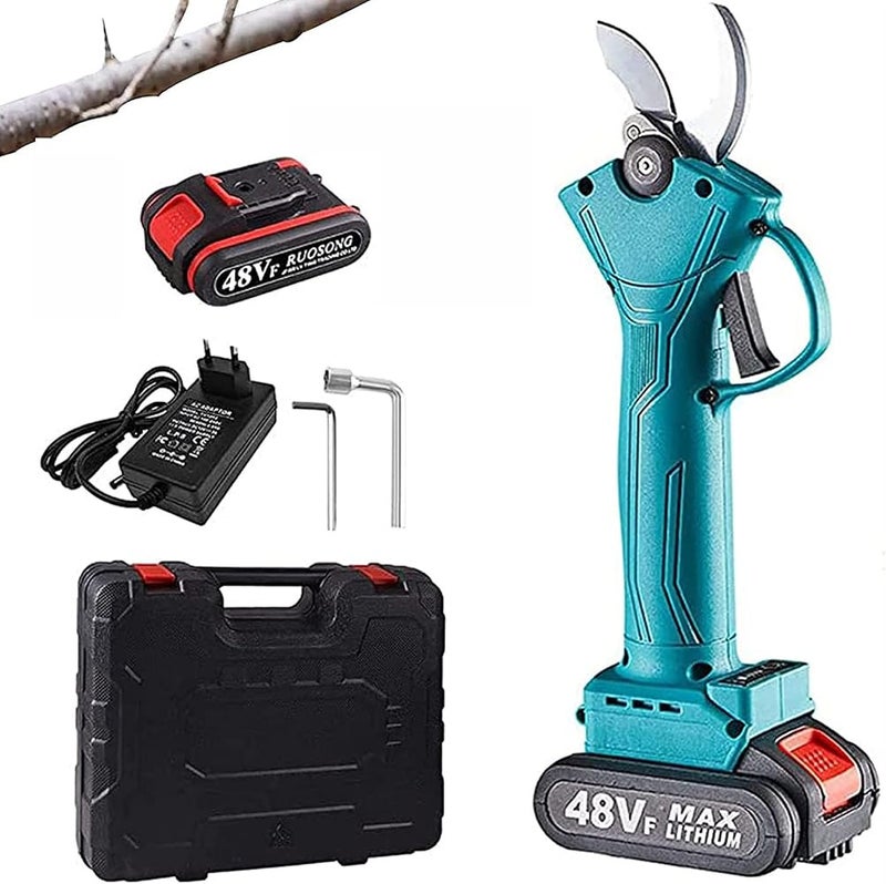 JIADUOFU 48V Cordless Electric Pruning Shears - Battery Powered Pruner, Sk5 Blade, for Garden Branch, farms, orchards, max 30mm(1,2 inch) Cutting Diameter,1*battery - Image 1