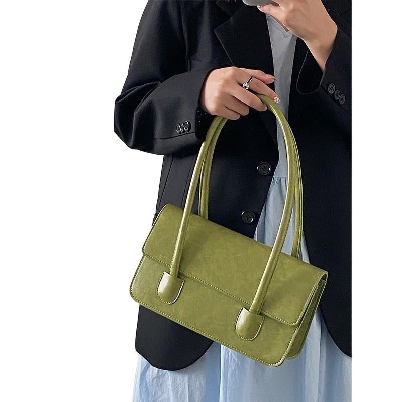 Lightweight Green PU Crossbody Bag, Everyday Shoulder Purse - Image 2