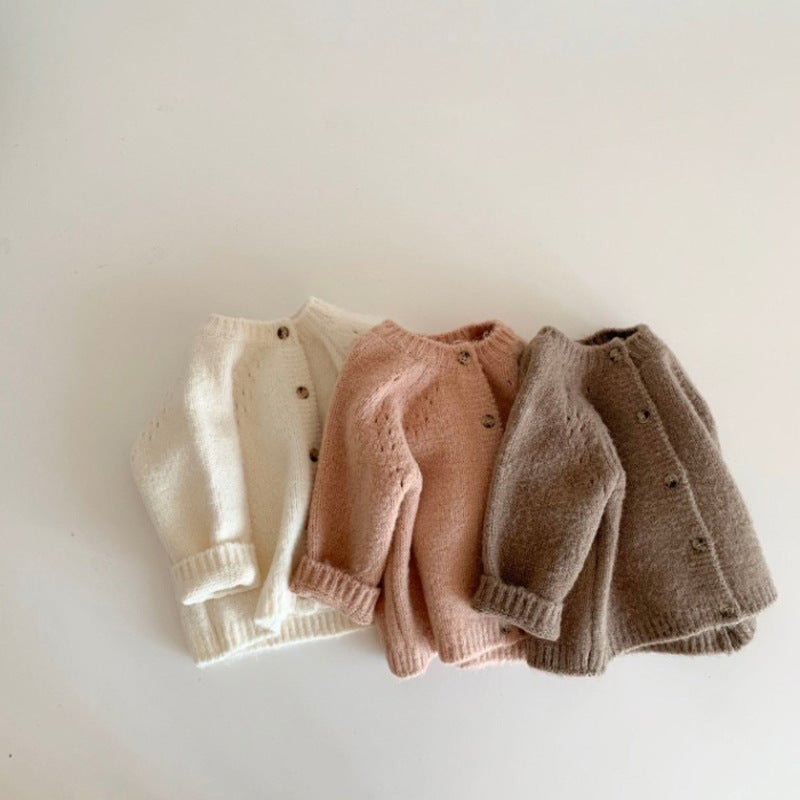 Korean Style Ins Baby And Young Children'S Wear Texted Casual Sweater Coat Baby'S Crewneck Wool Knitted Cardigan Wear - Image 5