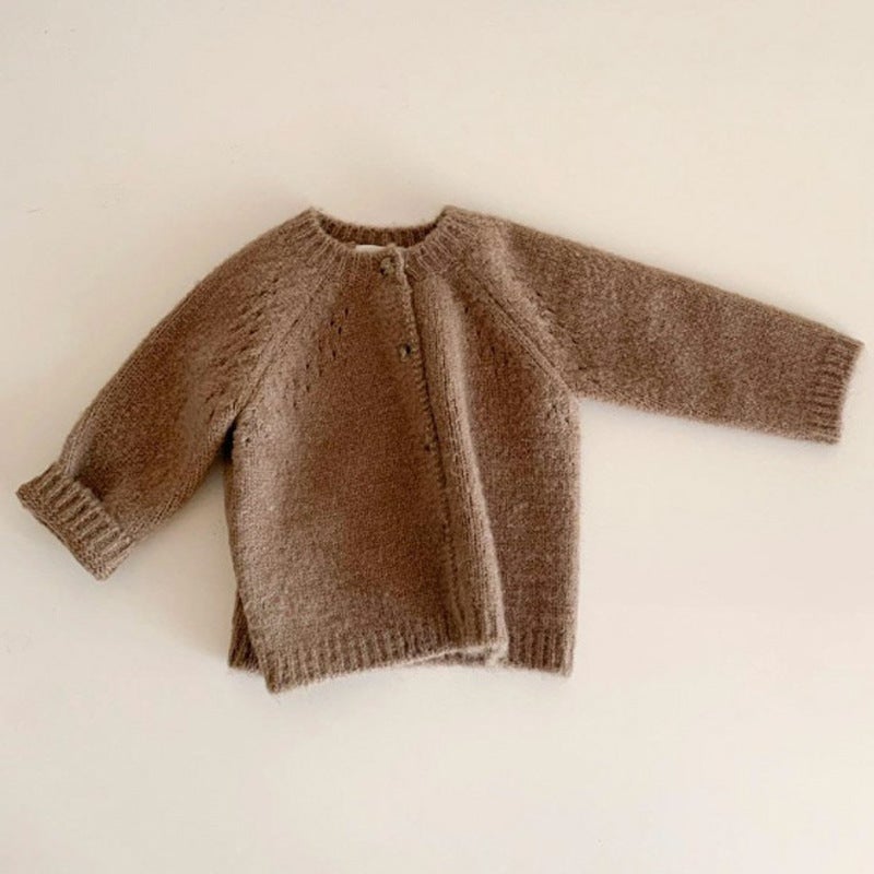 Korean Style Ins Baby And Young Children'S Wear Texted Casual Sweater Coat Baby'S Crewneck Wool Knitted Cardigan Wear - Image 4