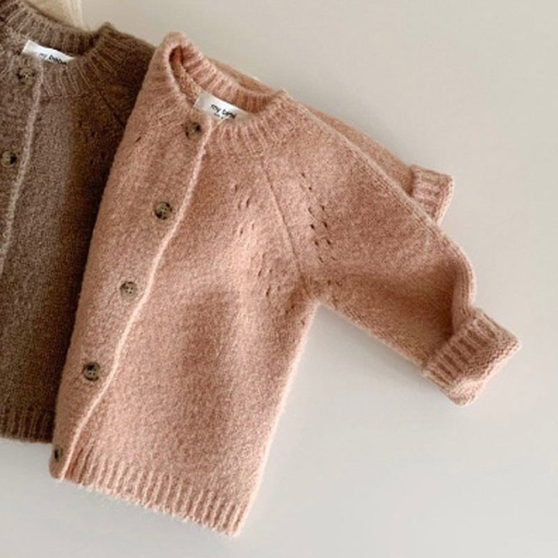 Korean Style Ins Baby And Young Children'S Wear Texted Casual Sweater Coat Baby'S Crewneck Wool Knitted Cardigan Wear - Image 1