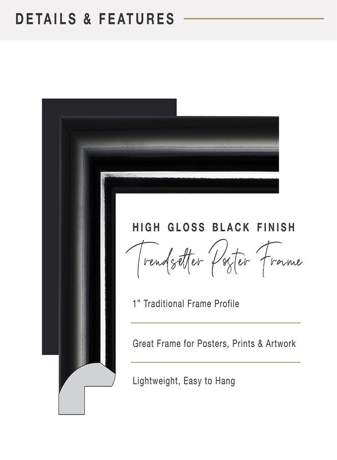 MCS Trendsetter 11x17 Poster Frame Black High-Gloss, Vertical & Horizontal Wall Hanging Large Picture Frame for Photos, Posters & Art Prints (2-Pack) - Image 5