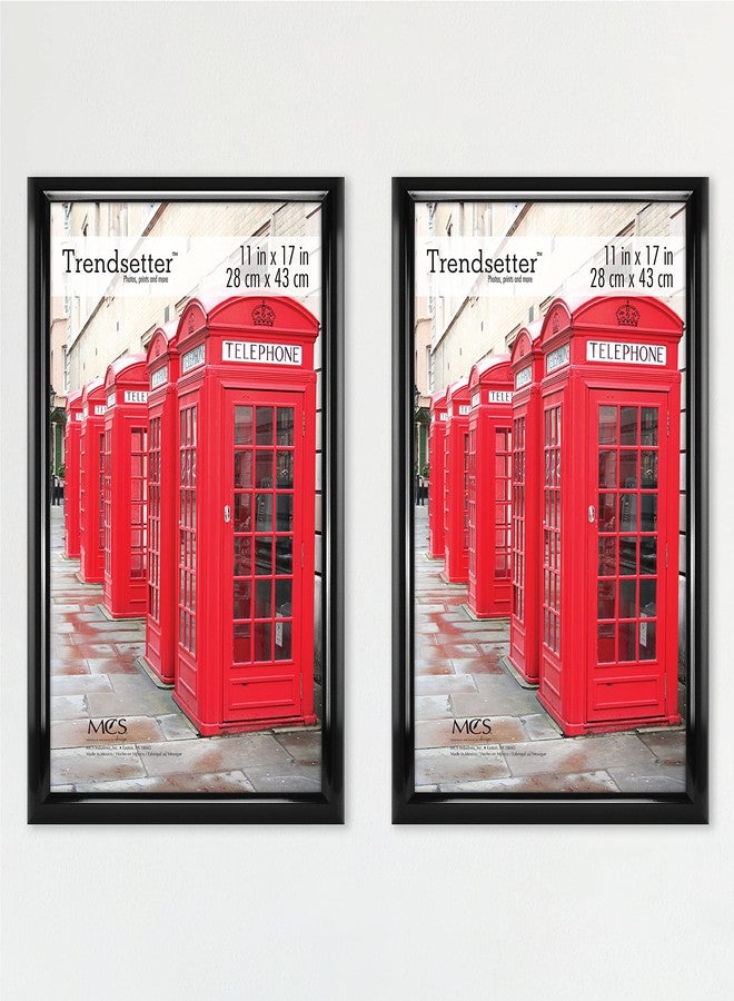 MCS Trendsetter 11x17 Poster Frame Black High-Gloss, Vertical & Horizontal Wall Hanging Large Picture Frame for Photos, Posters & Art Prints (2-Pack) - Image 1