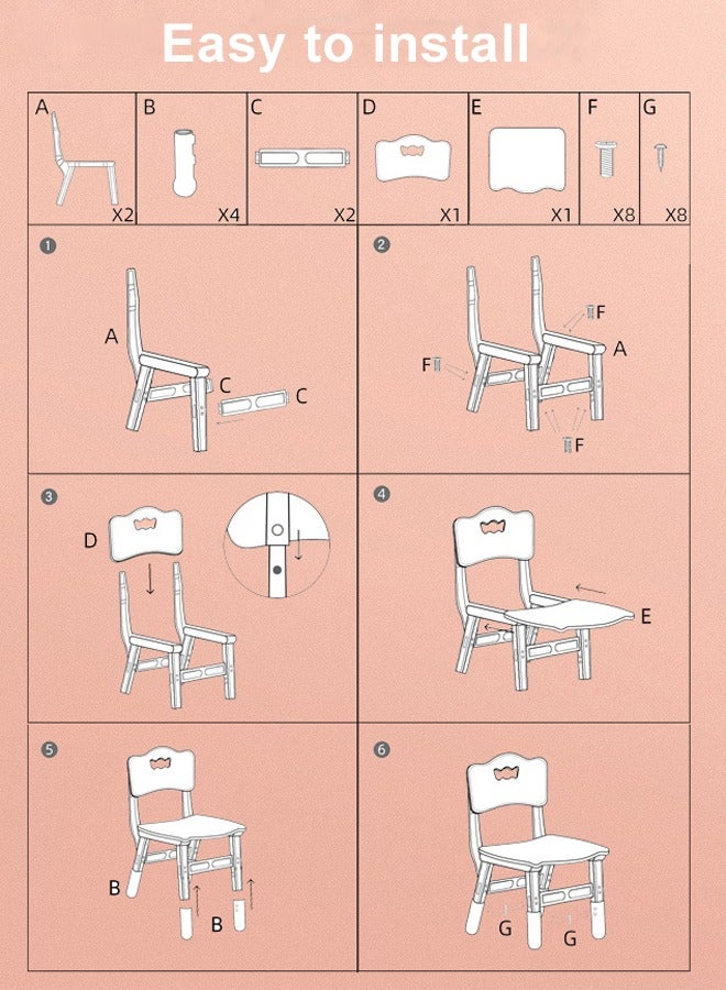 JSAITOYS 1 Piece Kids Study Plastic Back Chair Adjustable Chair Baby Stool Bench Seat Home Use Kindergarten Furniture  - Image 3