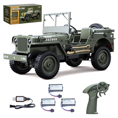Hylukon Remote Control Car 24Ghz 4WD Off Road RC Jeep Rock Crawler Vehicle with Linked Lights 110 Scales All Terrain Remote Control Trucks RTR Hobby RC Car for Teen Adults - Image 1