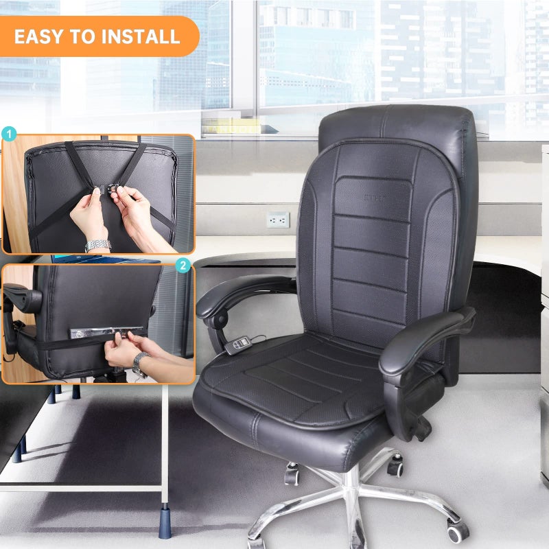 TISHIJIE Heated Seat Cushion for Office Chair with Temperature Control and Timer, Back and Seat Heating - for Office/Home Use - Image 4