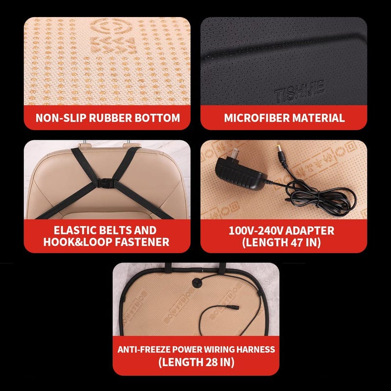 TISHIJIE Heated Seat Cushion for Office Chair with Temperature Control and Timer, Back and Seat Heating - for Office/Home Use - Image 5