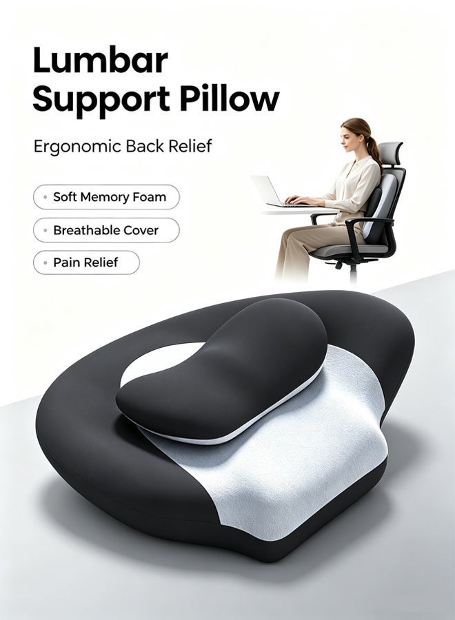 Keranixy Lumbar Support Pillow,Lumbar Sleeping Pillow, Lower Back Pillow,Soft Skin-Friendly Fabric, Adjustable Height, Back Pain Relief for Bed & Home Use - Image 1