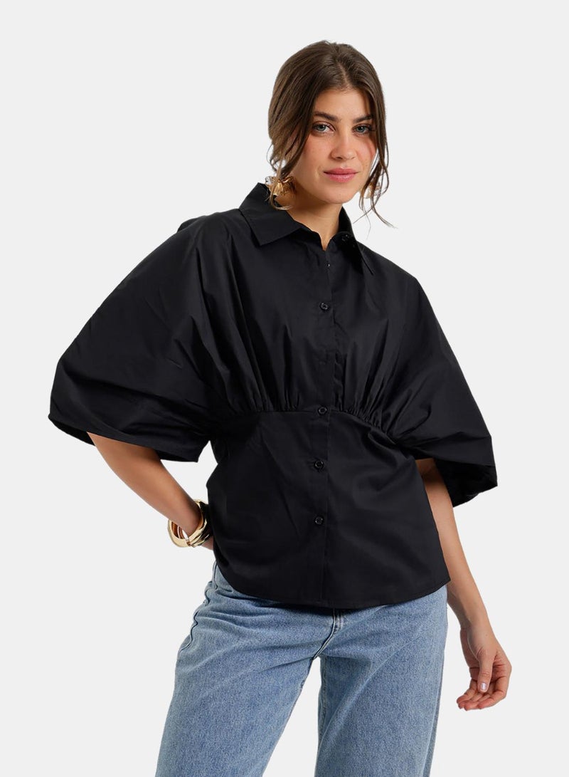 Carina Cinched-Waist Peplum Shirt - Image 1