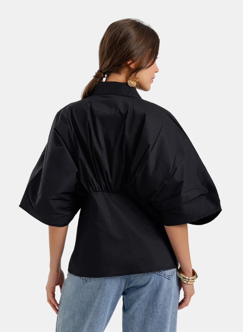 Carina Cinched-Waist Peplum Shirt - Image 3