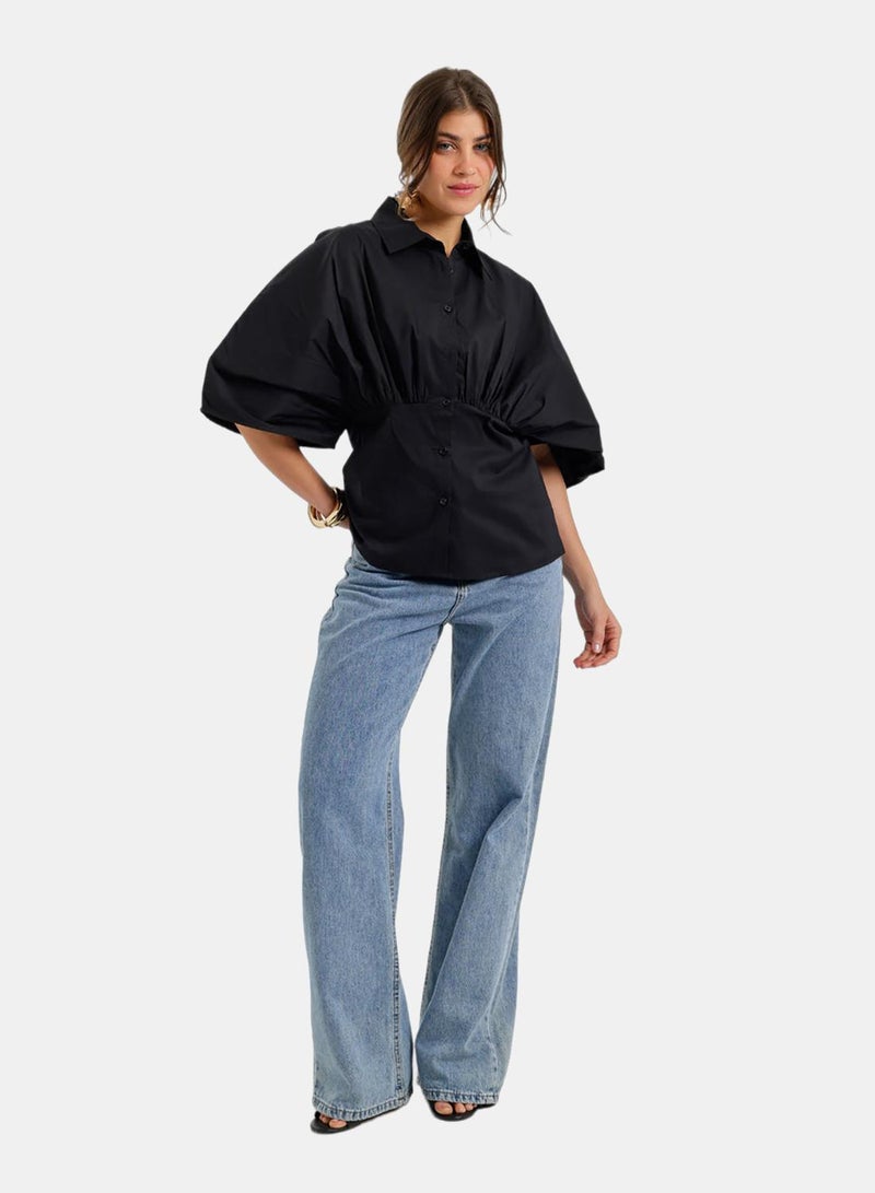 Carina Cinched-Waist Peplum Shirt - Image 4