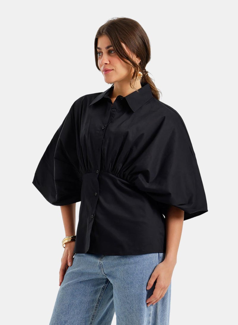 Carina Cinched-Waist Peplum Shirt - Image 2