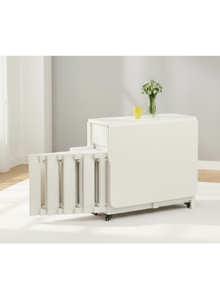 إيليفا هوم طقم طاولة طعام قابلة للطي مع 4 كراسي ودرج تخزين واحد، موفر للمساحة للاستخدام في غرفة المعيشة والمطبخ، باللون الأبيض - Image 1