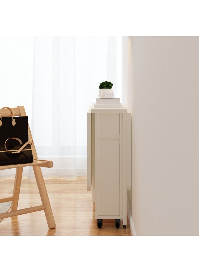 إيليفا هوم طقم طاولة طعام قابلة للطي مع 4 كراسي ودرج تخزين واحد، موفر للمساحة للاستخدام في غرفة المعيشة والمطبخ، باللون الأبيض - Image 5