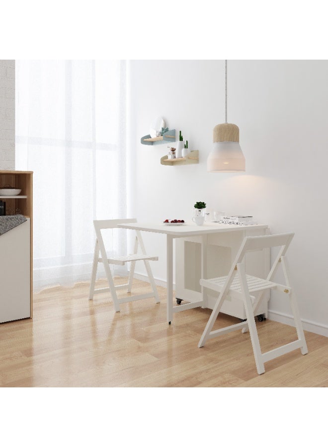 إيليفا هوم طقم طاولة طعام قابلة للطي مع 4 كراسي ودرج تخزين واحد، موفر للمساحة للاستخدام في غرفة المعيشة والمطبخ، باللون الأبيض - Image 3