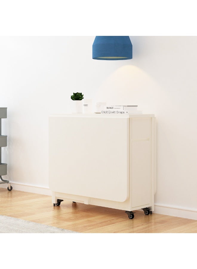 إيليفا هوم طقم طاولة طعام قابلة للطي مع 4 كراسي ودرج تخزين واحد، موفر للمساحة للاستخدام في غرفة المعيشة والمطبخ، باللون الأبيض - Image 4