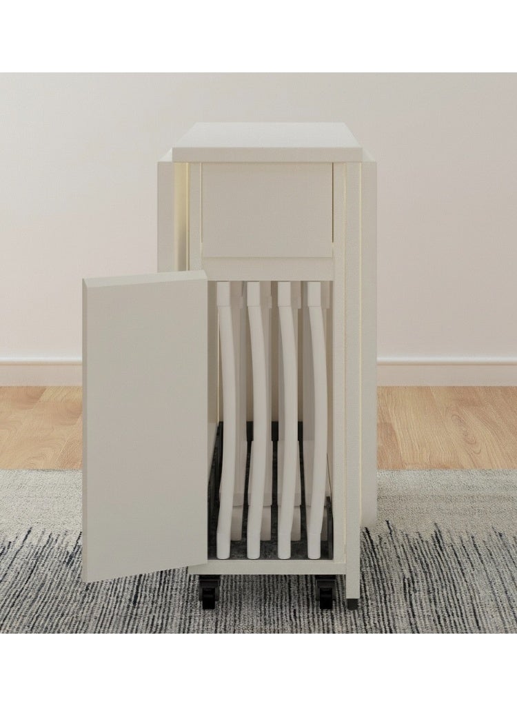 Eleva Home Foldable Dining Table Set with 4 chairs, 1 Storage Drawer, Space Saving for Home Living Room and Kitchen, White - Image 2