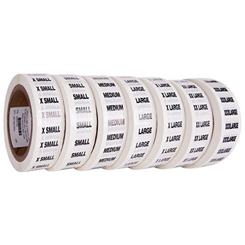 KENCO Clothing Size Strip Labels - 1.25" X 5" - 250 Strips Per Roll - 1500 Labels Total! - Clear with Black and White Ink by Kenco (7 Pack) - Image 1