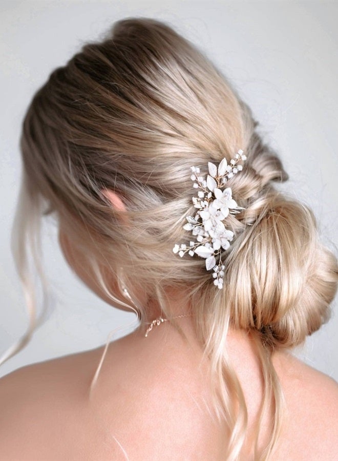 SWEETV Wedding Hair Comb Clip Bridal Crystal Wedding Hair Accessories for Brides and Bridesmaid, Gold - Image 3