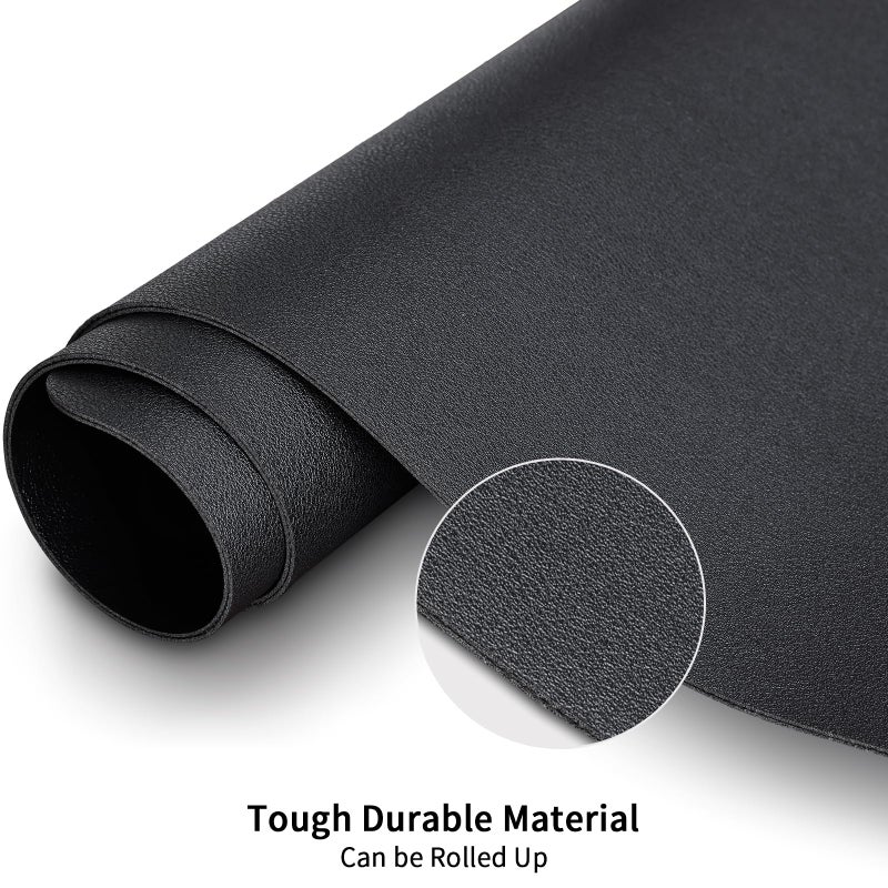 KINGFOM Desk Pad Office Desktop Protecter, PU Leather Desk Mat Blotters Organizer with Comfortable Writing Surface (47.2" x 23.6", Black) - Image 5