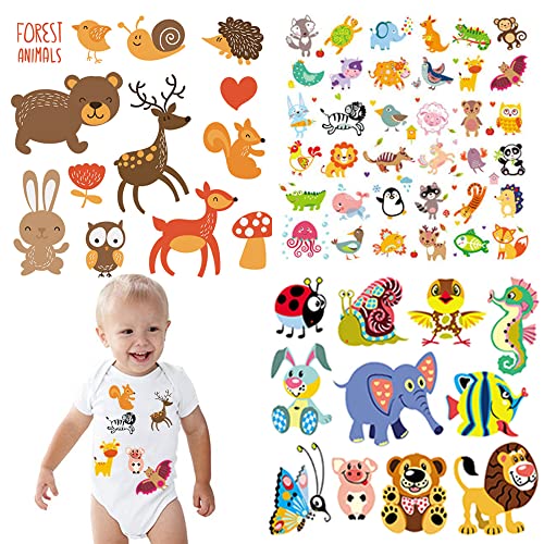 Adonisaon Baby Iron on Patches Sticker Heat Transfer Applique Decals Butterfly Fox Lion Dinosaur Fish Cute Animal Decals for Kids Clothes Jeans Shirts Scarf Art Decor - Image 1
