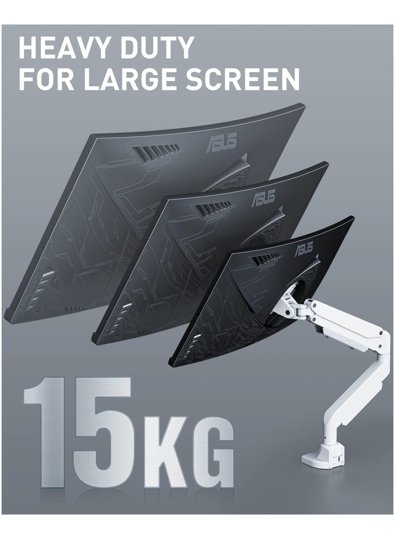Heavy Duty Monitor Arm - 15KGs Monitor Stand for Ultrawide Screens Up to 49 Inch, VESA Monitor Mount Gas Spring, Curved Computer Single Monitor Arm for Gaming 34”/49”Screen
