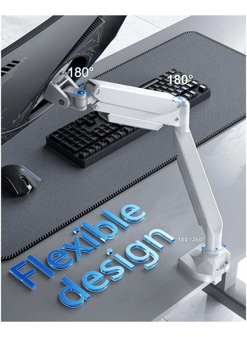 Heavy Duty Monitor Arm - 15KGs Monitor Stand for Ultrawide Screens Up to 49 Inch, VESA Monitor Mount Gas Spring, Curved Computer Single Monitor Arm for Gaming 34”/49”Screen