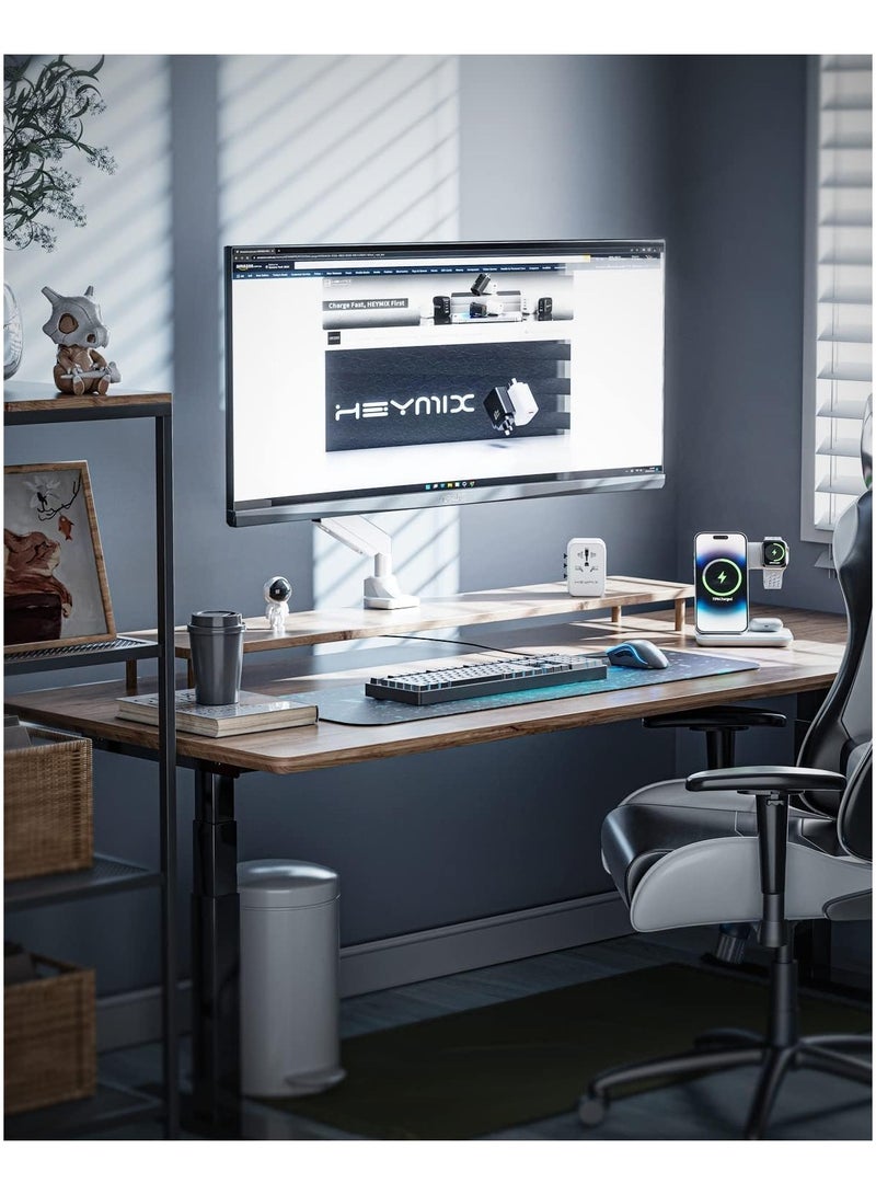 Heavy Duty Monitor Arm - 15KGs Monitor Stand for Ultrawide Screens Up to 49 Inch, VESA Monitor Mount Gas Spring, Curved Computer Single Monitor Arm for Gaming 34”/49”Screen