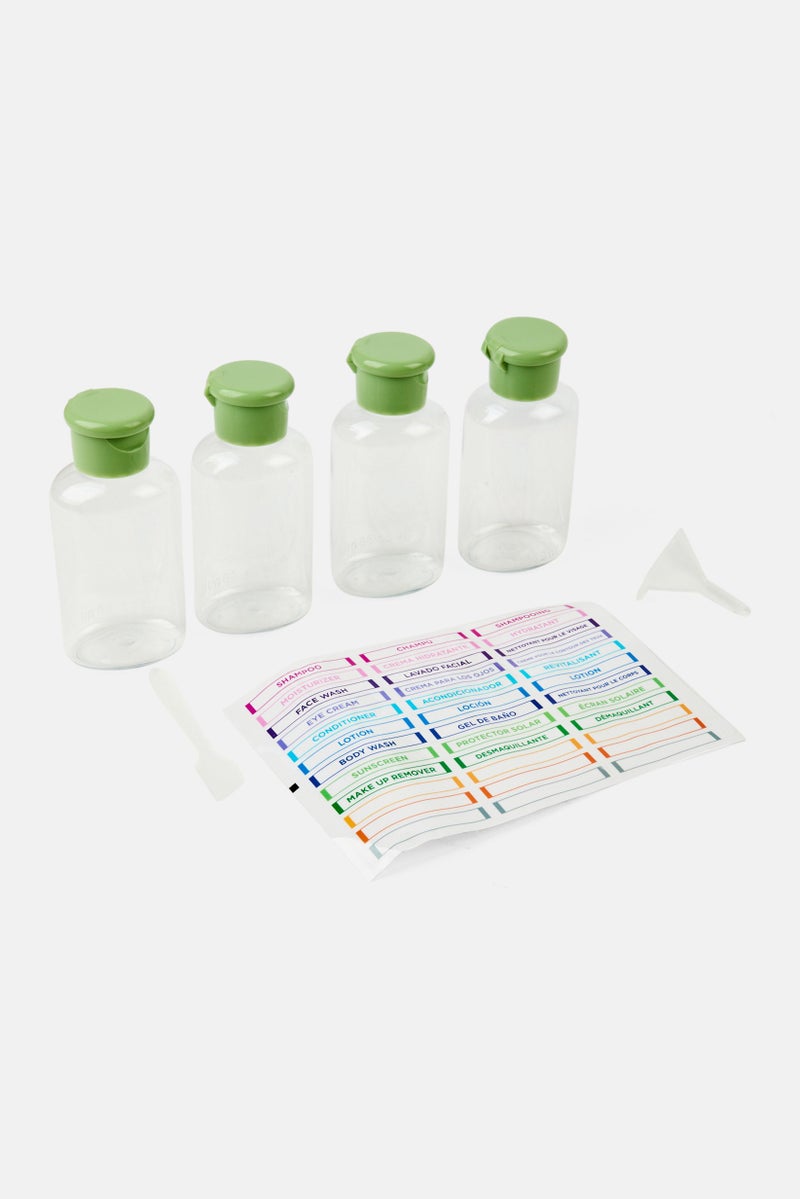 Miamica 4 Pieces Travel Bottles And Toiletry Bag Kit, Transparent - Image 3
