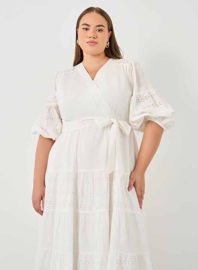 ستايلي فستان ميدي لف مقاس كبير بتفاصيل شيفلي - Image 3