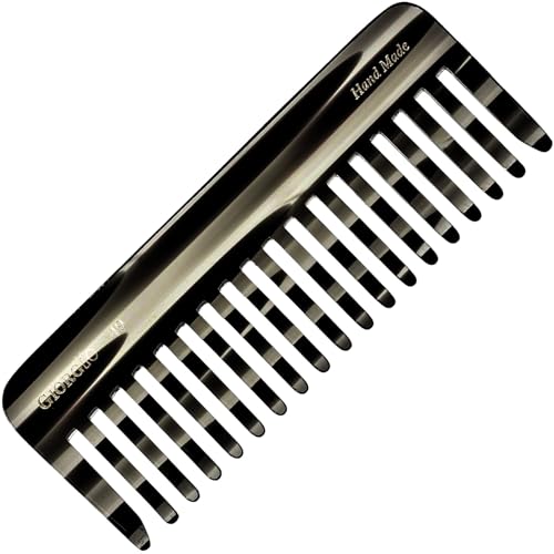Giorgio G49 Graphite, Large Hair Detangling Comb, Wide Teeth for Thick Curly Wavy Hair. Detangler Comb For Wet and Dry. Handmade of Quality Cellulose, Saw-Cut, Hand Polished - Image 1