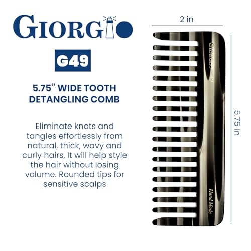 Giorgio G49 Graphite, Large Hair Detangling Comb, Wide Teeth for Thick Curly Wavy Hair. Detangler Comb For Wet and Dry. Handmade of Quality Cellulose, Saw-Cut, Hand Polished - Image 3