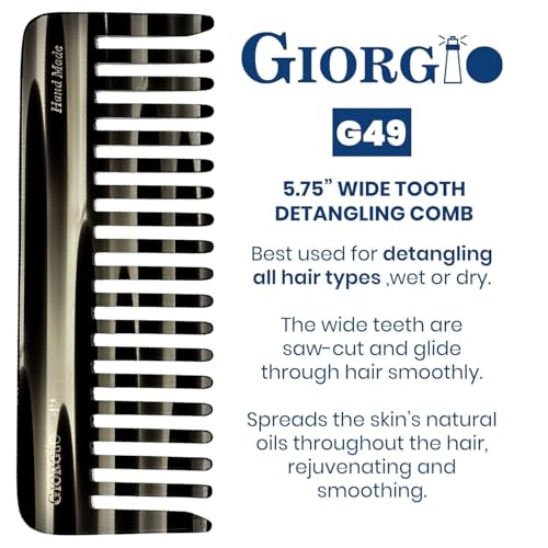 Giorgio G49 Graphite, Large Hair Detangling Comb, Wide Teeth for Thick Curly Wavy Hair. Detangler Comb For Wet and Dry. Handmade of Quality Cellulose, Saw-Cut, Hand Polished - Image 2