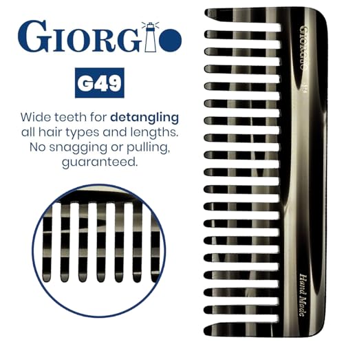 Giorgio G49 Graphite, Large Hair Detangling Comb, Wide Teeth for Thick Curly Wavy Hair. Detangler Comb For Wet and Dry. Handmade of Quality Cellulose, Saw-Cut, Hand Polished - Image 4