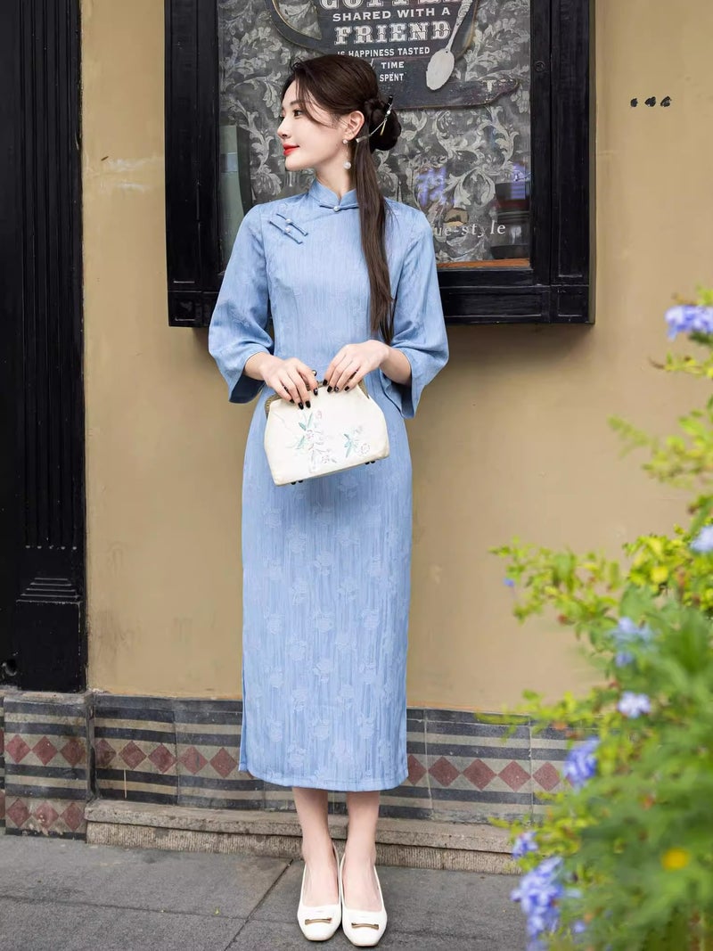 Improved New Chinese Style Flared Sleeve Retro Cheongsam 2025 Autumn New Model Youthful Style Suitable For Daily Wear Republic Of China Style - Image 5