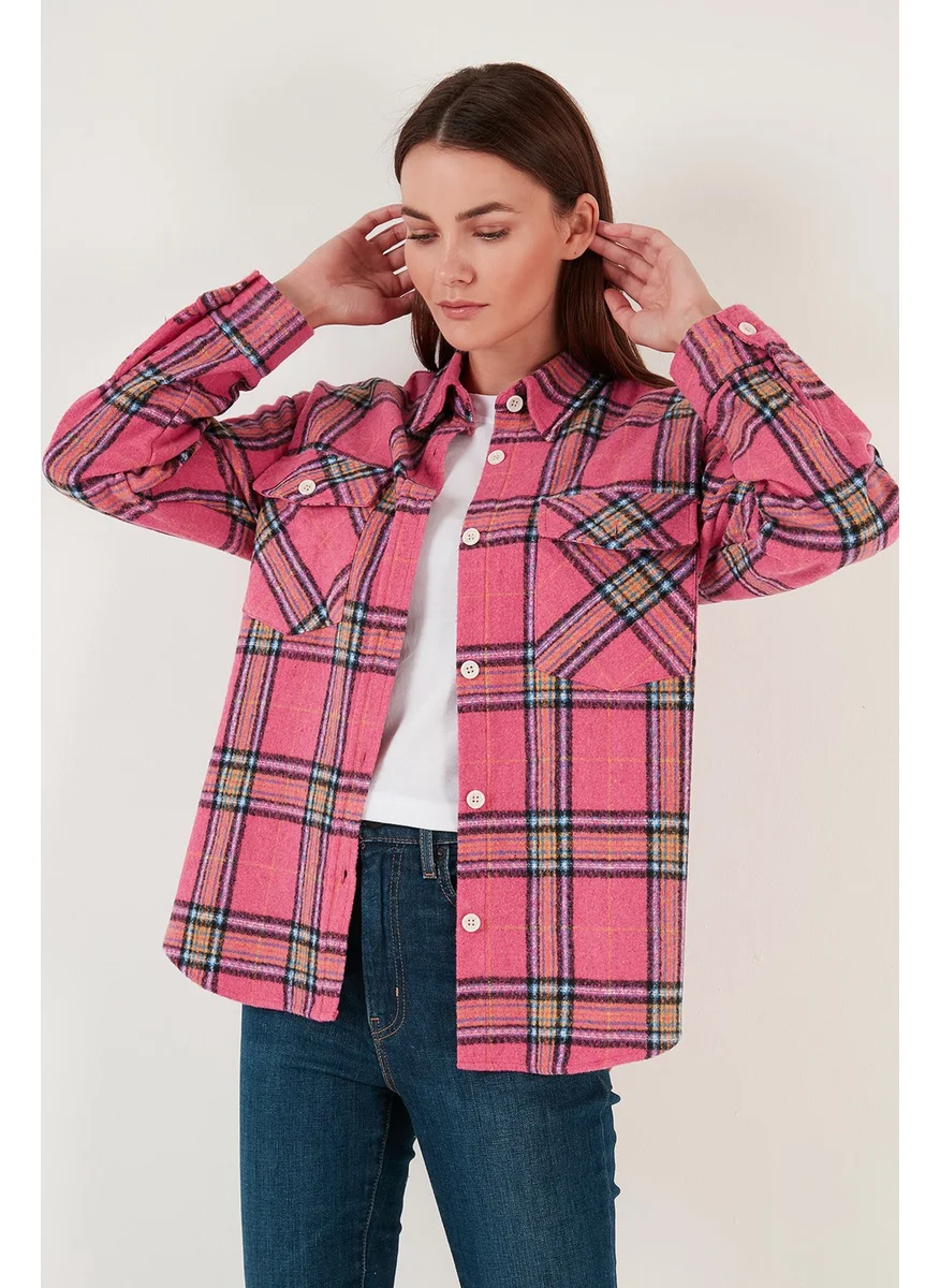 Lela Cotton Pocket Plaid Regular Fit Lumberjack Shirt Women's Shirt CF24W167259