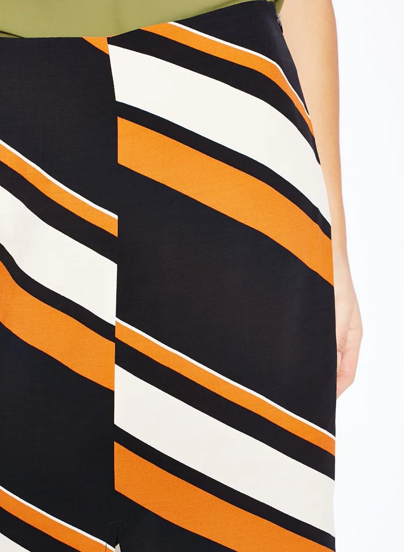 TOPSHOP Diagonal Stripe Split Midi Skirt