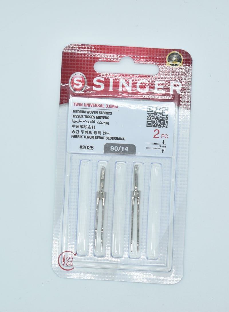 SINGER DECORATIVE TWIN NEEDLE SIZE 3MM (90/14) (PACK OF 2 NEEDLE) BRAZIL
