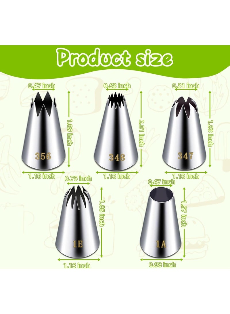 5 PCS Large Piping Nozzles, Stainless Steel Cake Decorating Tips, Multifunctional Baking Tools - Image 2