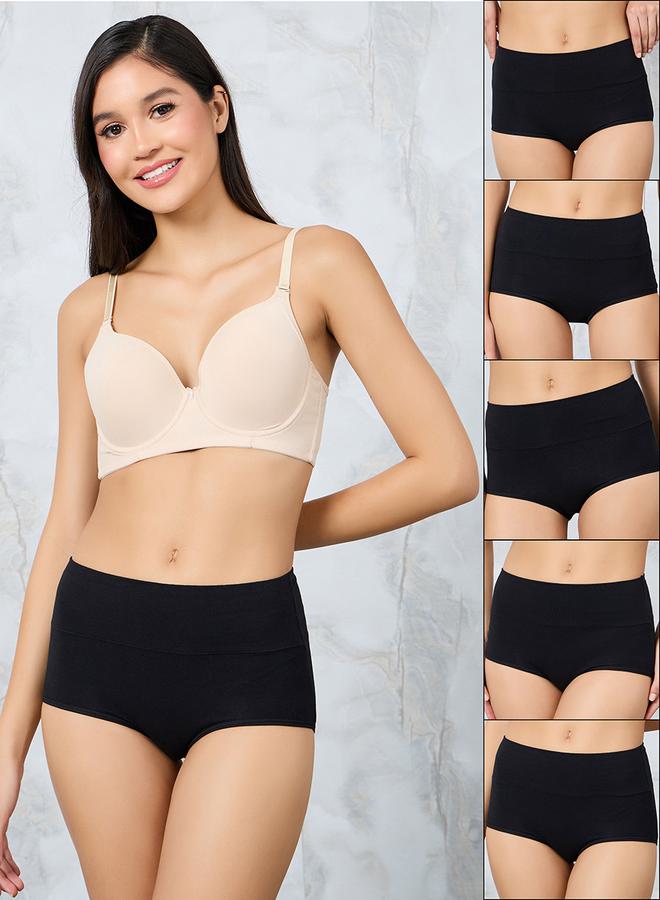 Styli Pack of 5 - Cotton Wide Waistband Solid Shorts - Image 1