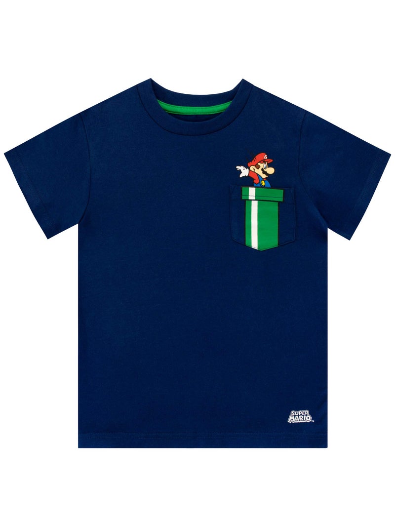Super Mario Boys' T-Shirt Blue Size 6 - Image 1