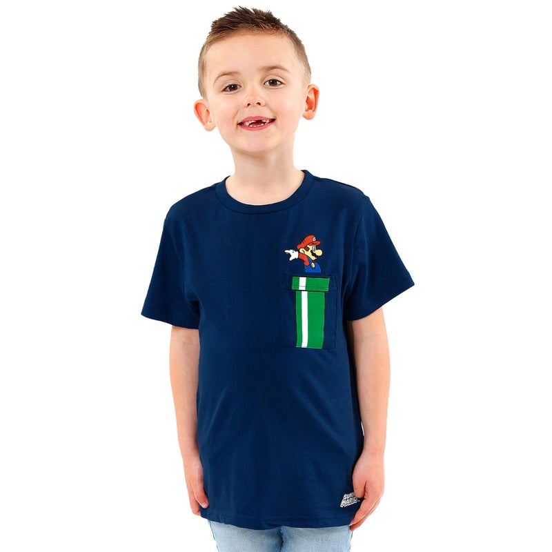 Super Mario Boys' T-Shirt Blue Size 6 - Image 2