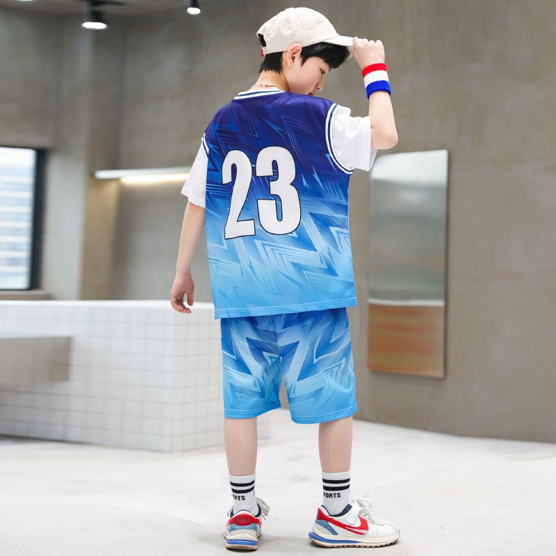 Boys Summer Suit Quick-Drying Basketball Uniform Medium And Large Children Short-Sleeved Summer Suit Children'S Sports Uniform Thin Section - Image 5