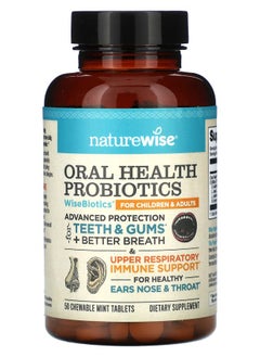 NatureWise Oral Health Probiotics For Children and Adults Mint 50 Chewable Tablets 