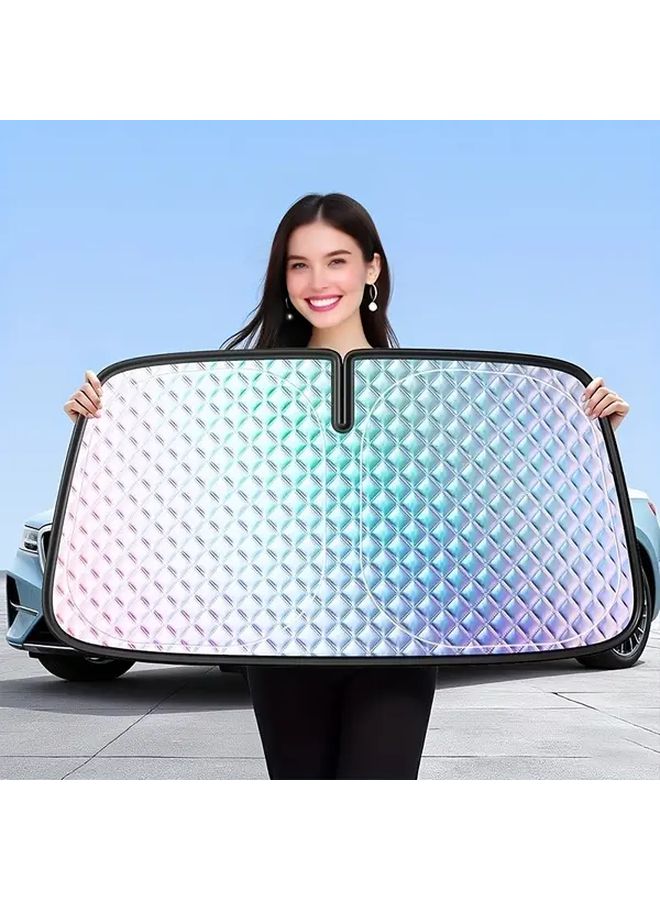 1pc Portable Folding Sunshade Front Windshield Protector Cover For Most Vehicles - Image 1