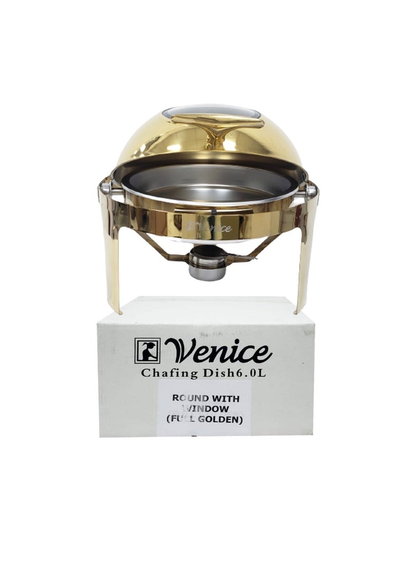 Venice Roll Top Chafing Dish With Window 6 Ltr 