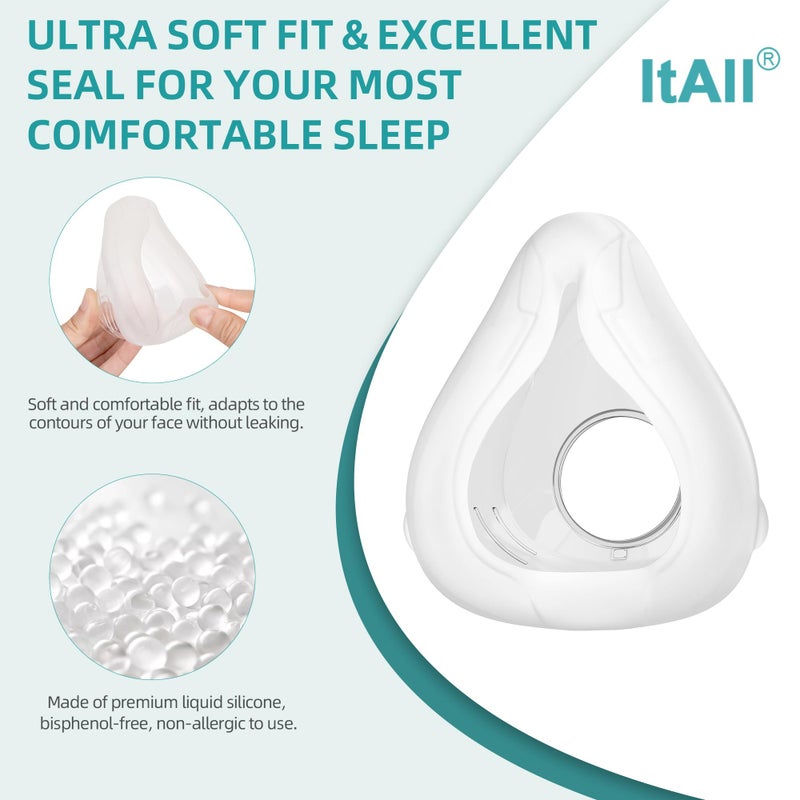 ItAll Improved Replacement Cushion Set (M) for Airfit F20 with Headgear & Frame, Comfortable Fit & Reliable Seal (No Elbow), ItAll Supplies Accessories for CPAP Users (Medium Mask) - Image 3