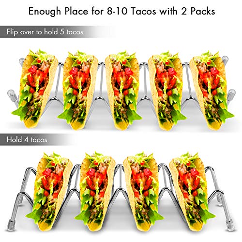 Ejoyous Ejoyous 2 Pack Taco Holder Space for 8 to 10 Tacos,  Stainless Steel Taco Stand Rack Holds Up to 4-5 Tacos Each,Ideal  - Image 1